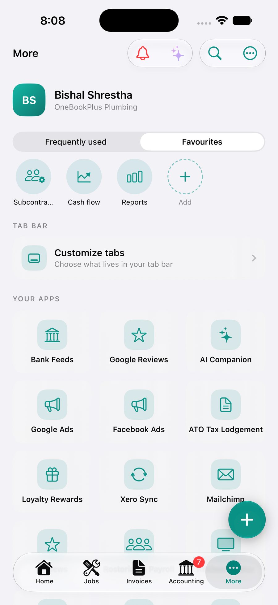 The OneBookPlus app marketplace with add-ons like Bank Feeds, Xero Sync, ATO Tax Lodgement and AI Companion